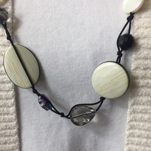 Alexa’s Angels long crystal mother of pearls necklace black white 32" - Picture 2 of 7